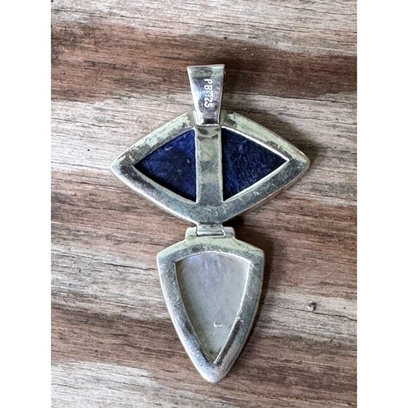 Sterling Silver Pendant With Sodalite & Mother Of Pearl 18.0g - Picture 4 of 7